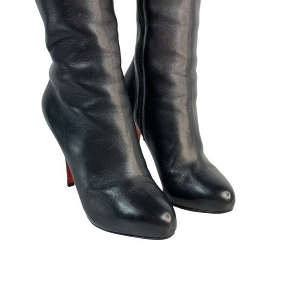 Christian Louboutin Ginevra Luxe Calf Buttery Black Leather Knee-High Boots 38 - Picture 4 of 15
